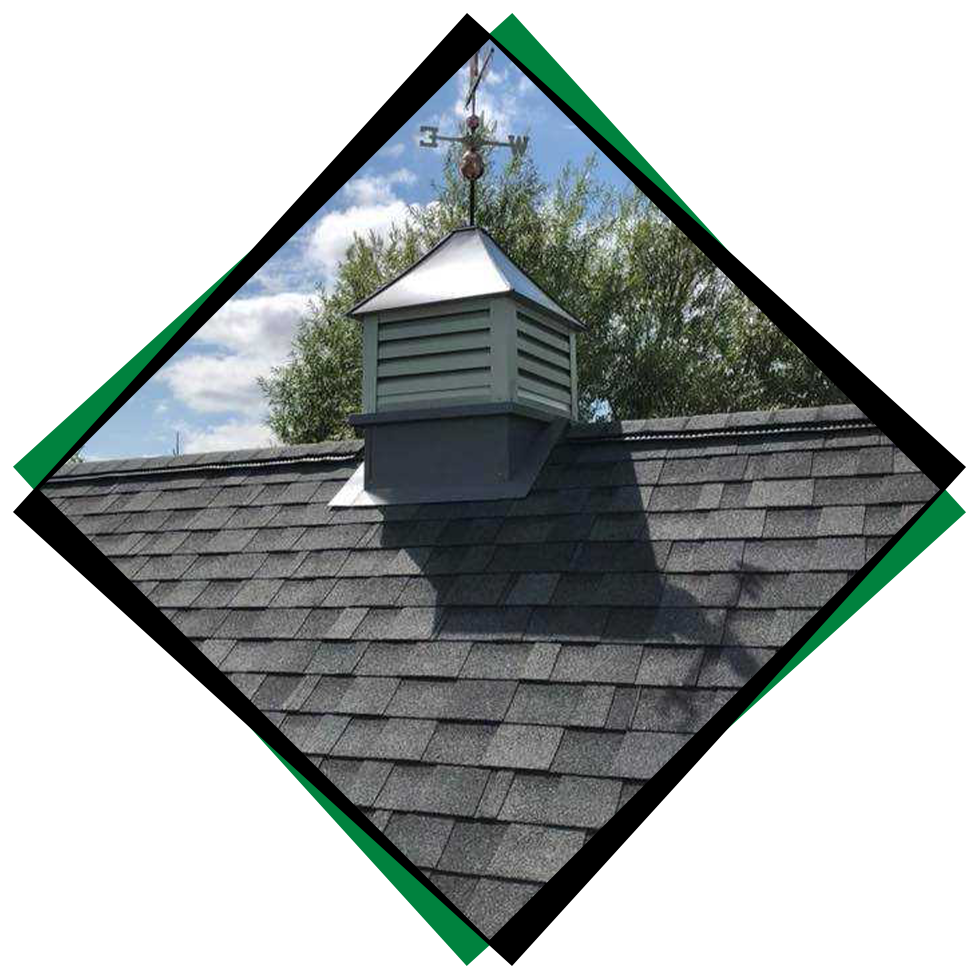 Close up of a new roof serviced by Northwood Builders